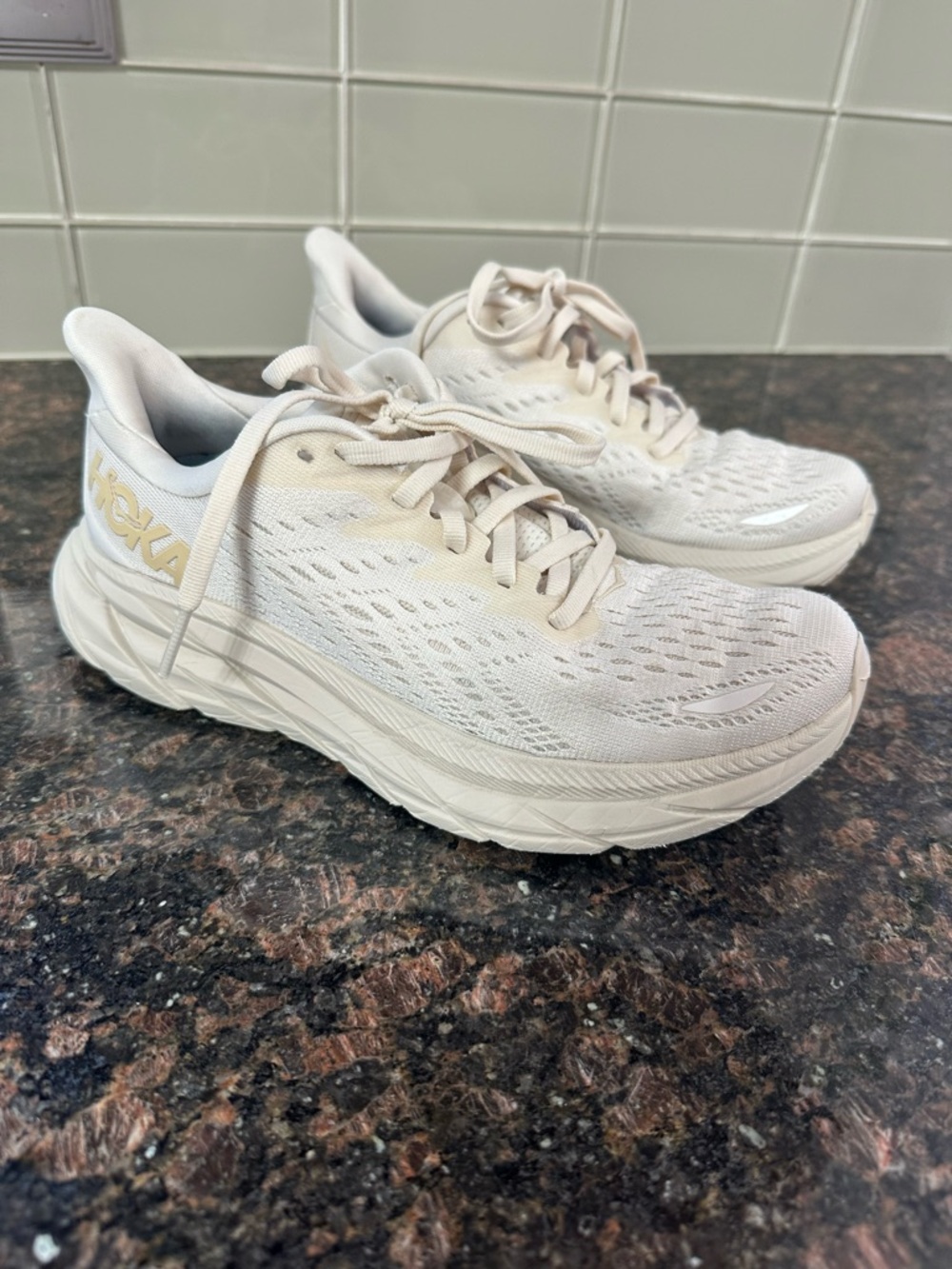 Hoka Women's Cream/White Running Sneakers Women’s 5